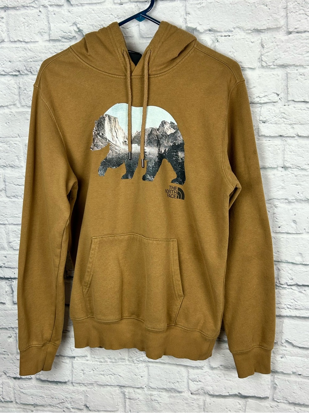 The North Face Bear Graphic Hoodie Brown Men’s Small Pullover Sweatshirt *stains
